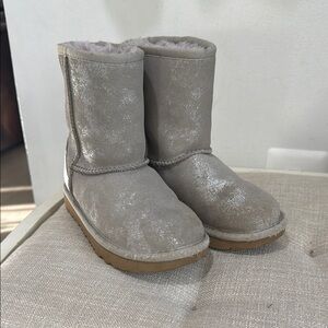 Metallic Silver Shearling Boots